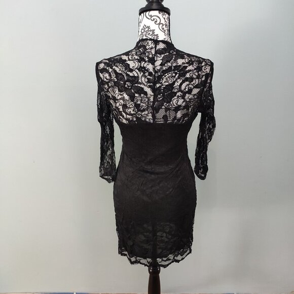 NWT BKMGC Women Dress Sheer Black Lace with Liner Retro Glam Pin Up - Picture 2 of 4